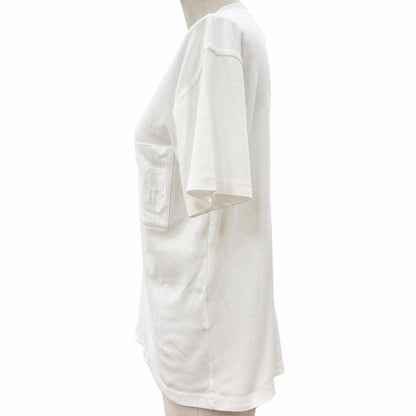 Hermes Cotton 100% V-neck Embroidery Chest Pocket Short Sleeve T-Shirt White 34 — view 3