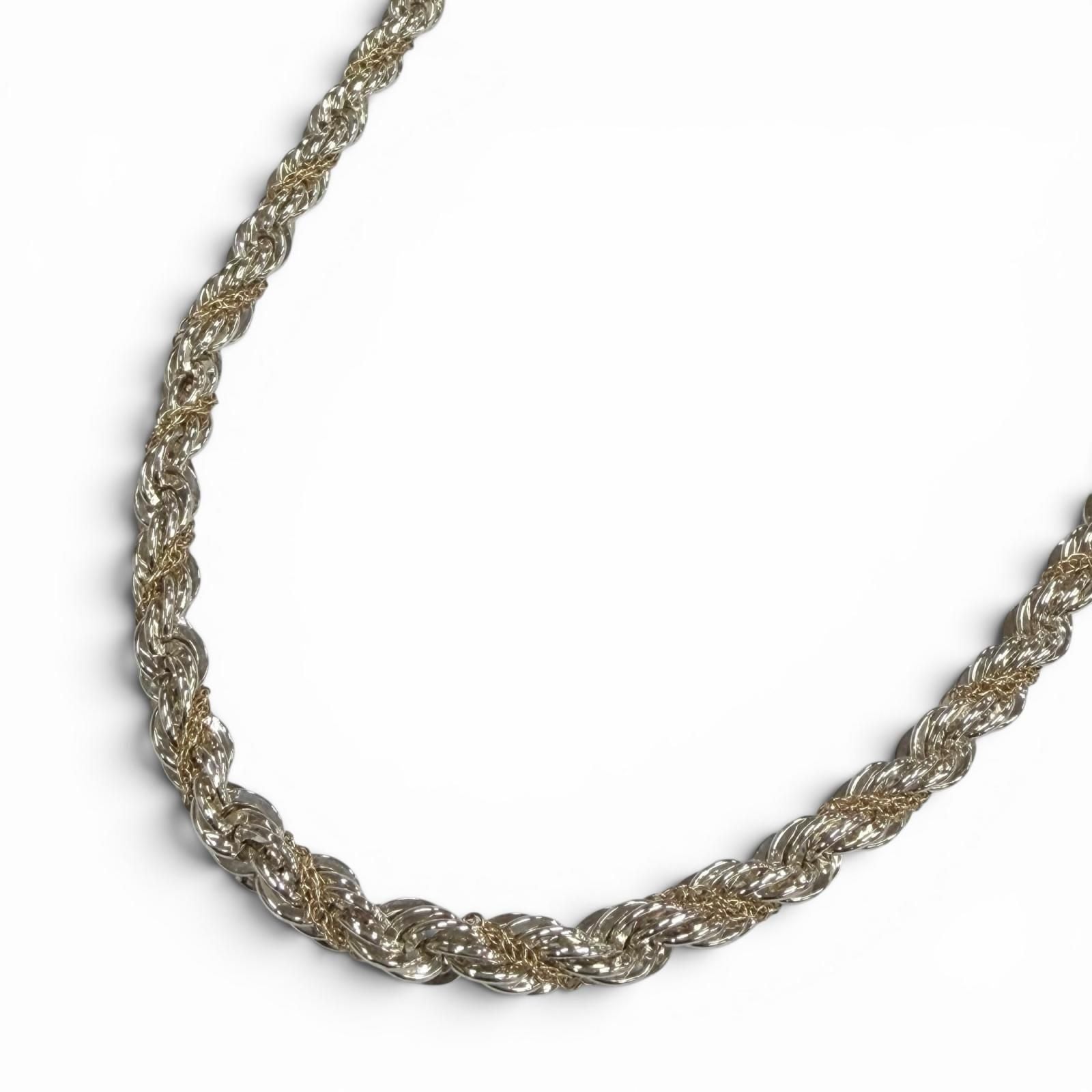 Tiffany & Co Twist Screw Chain 925 14k Combination Necklace Silver Gold