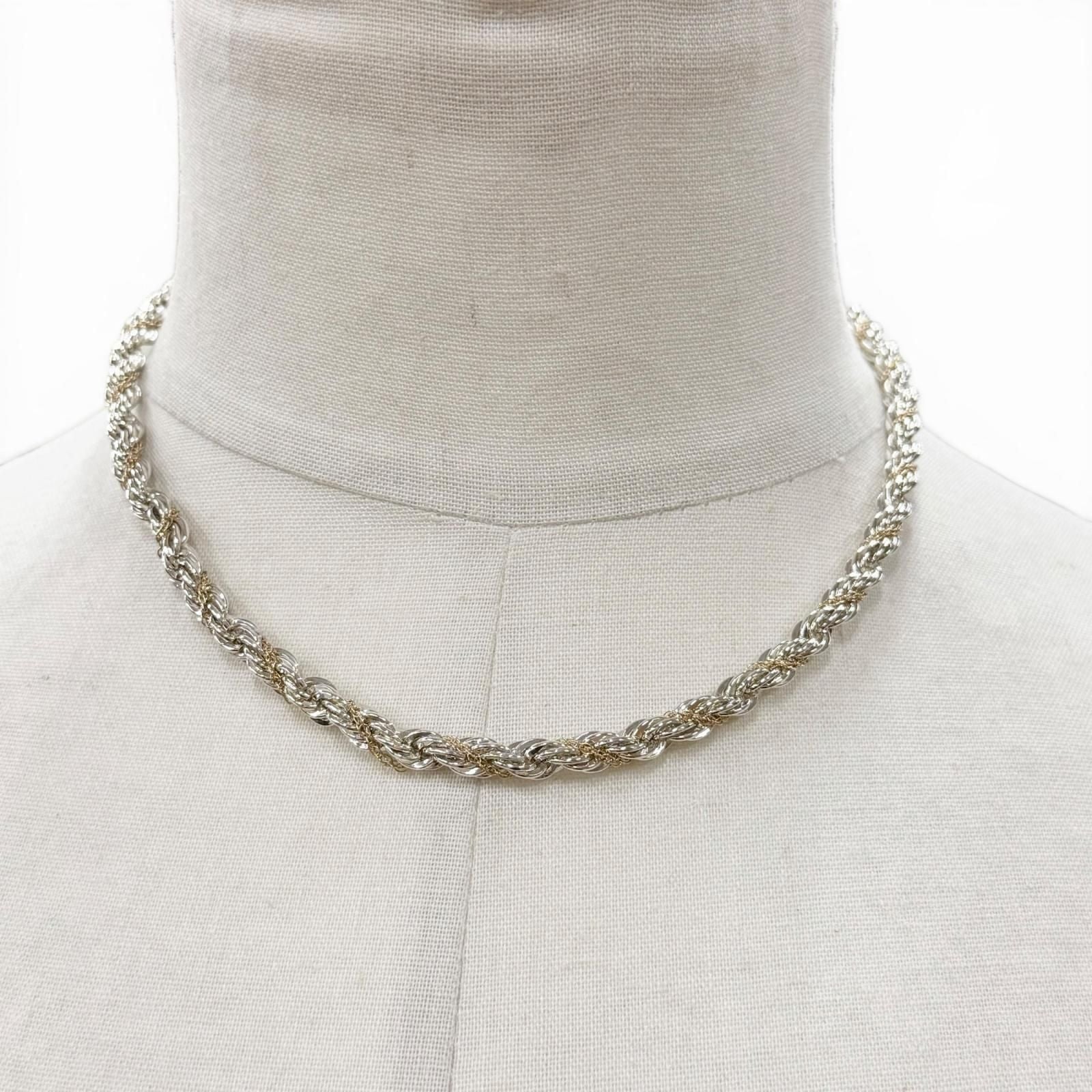 Tiffany & Co Twist Screw Chain 925 14k Combination Necklace Silver Gold — view 2