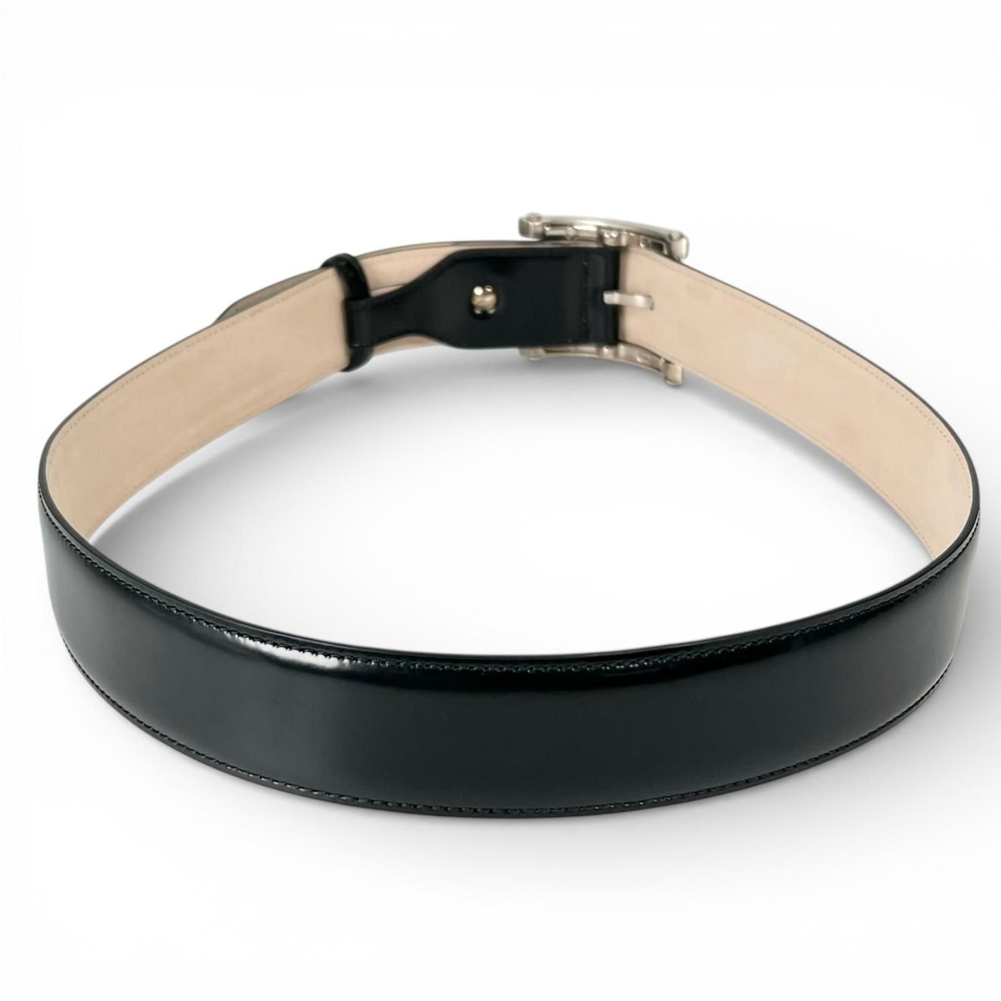 Bvlgari Ashoma Belt Pin Buckle Leather Black Silver 46 — view 3
