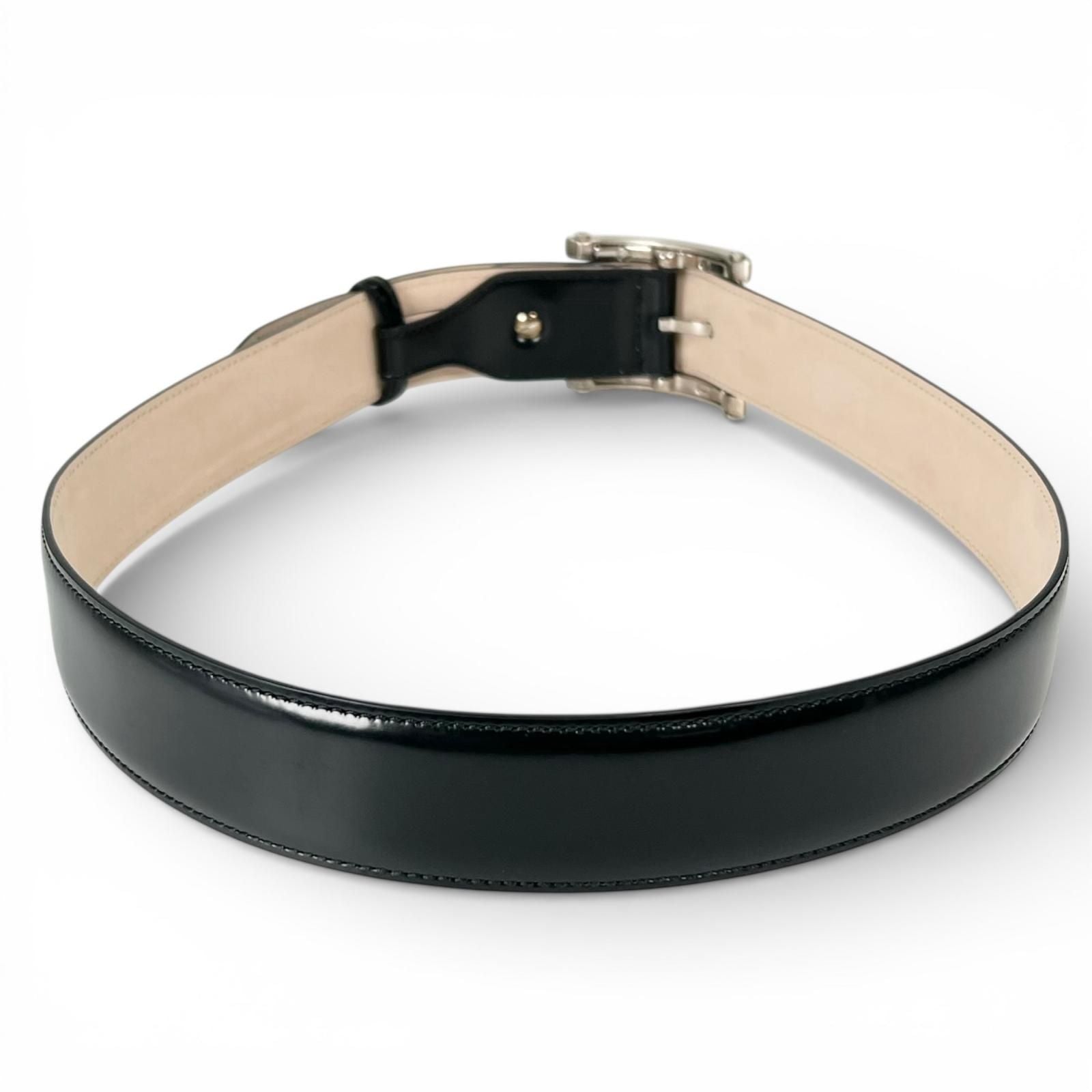 Bvlgari Ashoma Belt Pin Buckle Leather Black Silver 46 — view 3