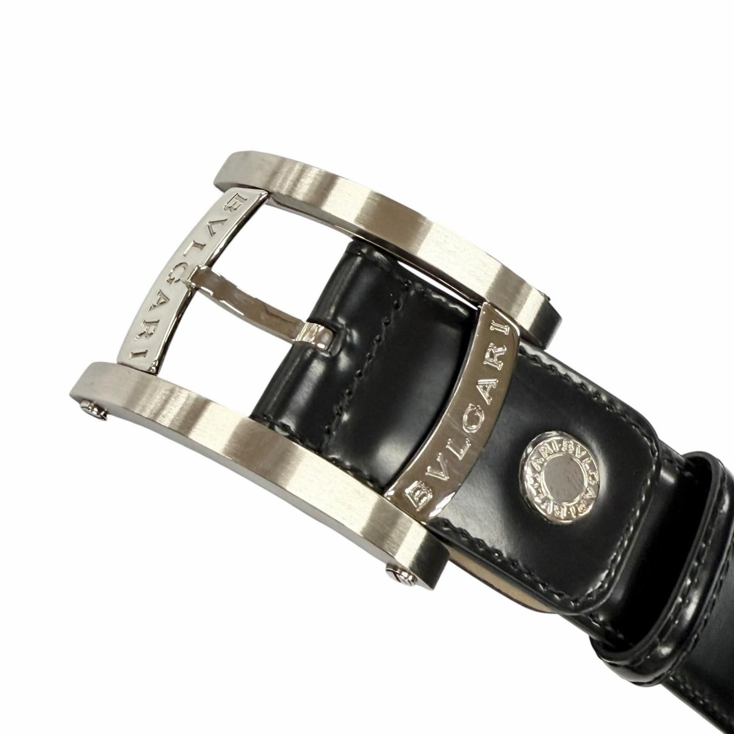 Bvlgari Ashoma Belt Pin Buckle Leather Black Silver 46 — view 4