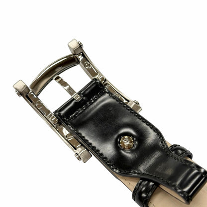 Bvlgari Ashoma Belt Pin Buckle Leather Black Silver 46 — view 5