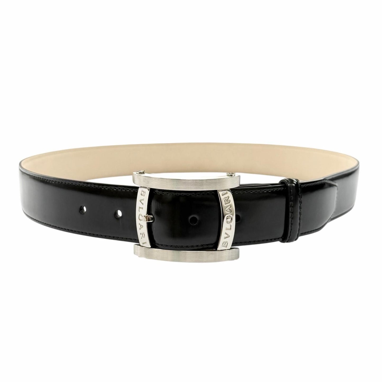 Bvlgari Ashoma Belt Pin Buckle Leather Black Silver 46 — view 2