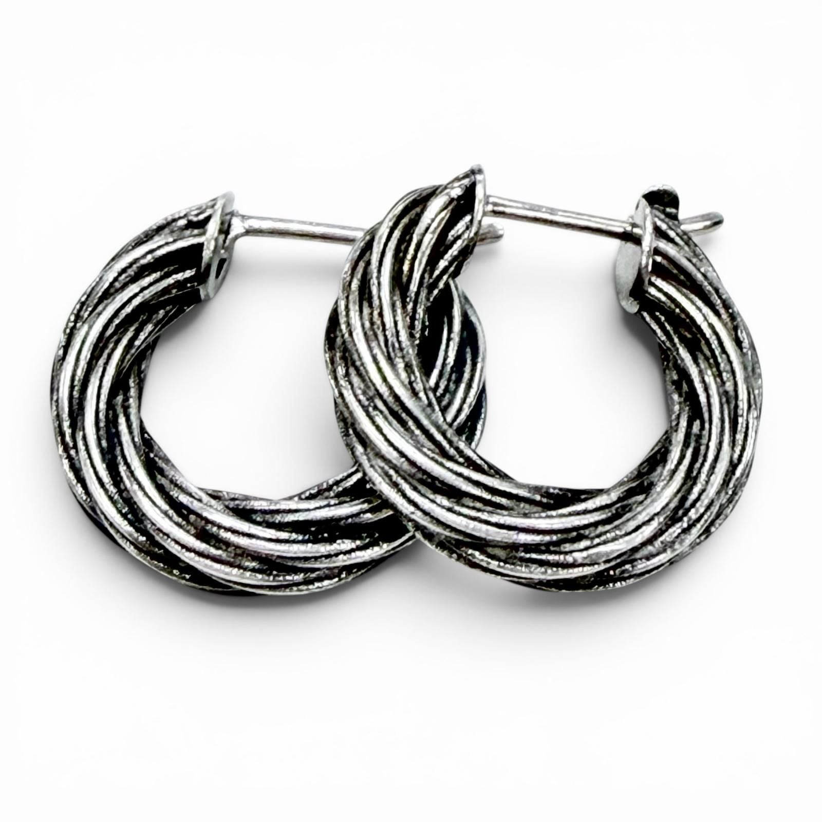 Bottega Veneta Twist Hoop Earrings Silver
