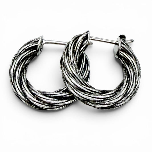 Bottega Veneta Twist Hoop Earrings Silver