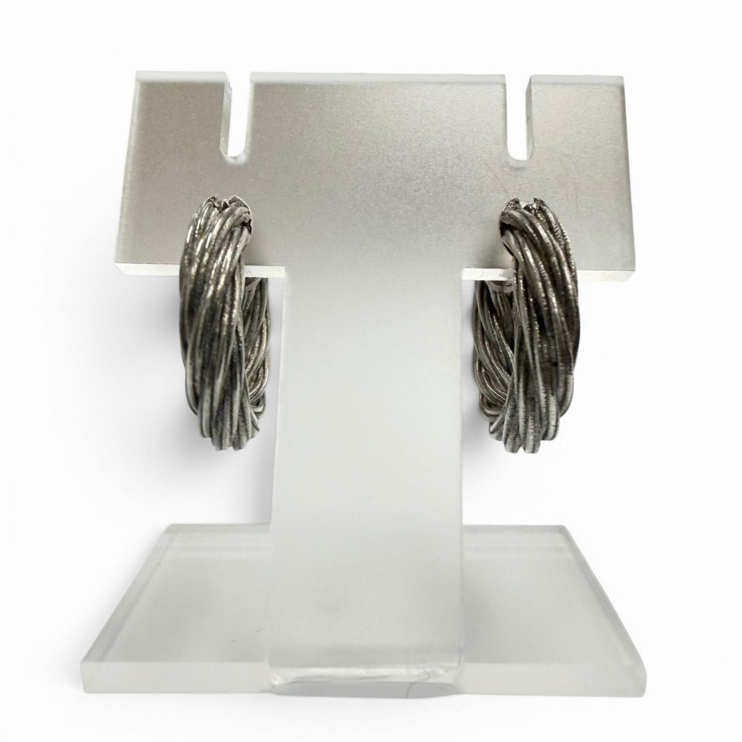 Bottega Veneta Twist Hoop Earrings Silver — view 2