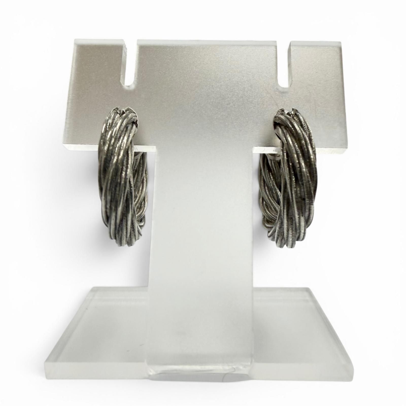 Bottega Veneta Twist Hoop Earrings Silver — view 2