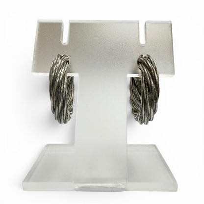 Bottega Veneta Twist Hoop Earrings Silver — view 2