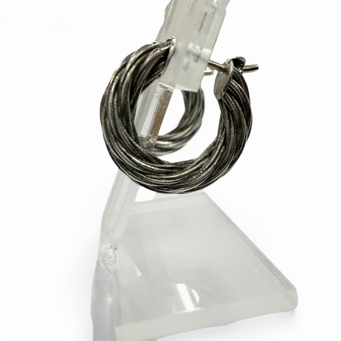 Bottega Veneta Twist Hoop Earrings Silver — view 3
