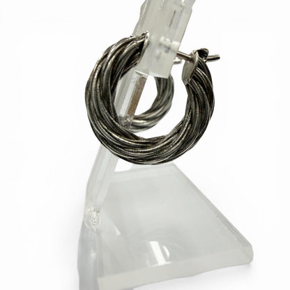 Bottega Veneta Twist Hoop Earrings Silver — view 3