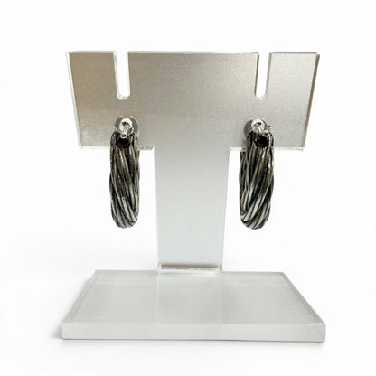 Bottega Veneta Twist Hoop Earrings Silver — view 4