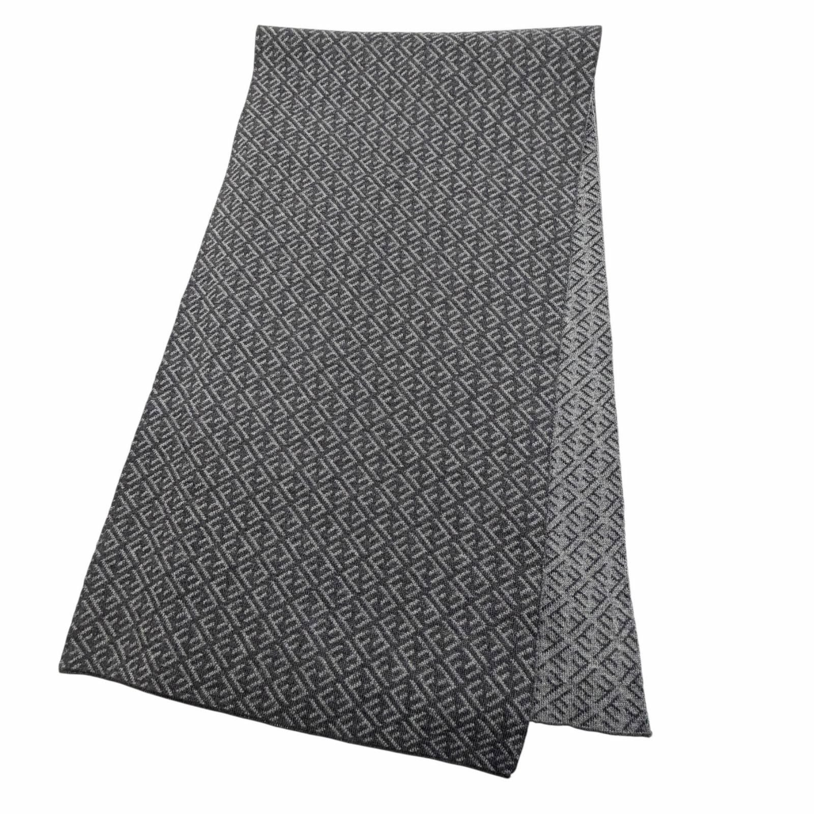 Fendi Wool Micro Zucca Pattern Scarf Gray