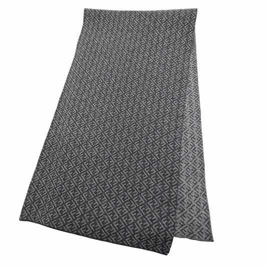 Fendi Wool Micro Zucca Pattern Scarf Gray