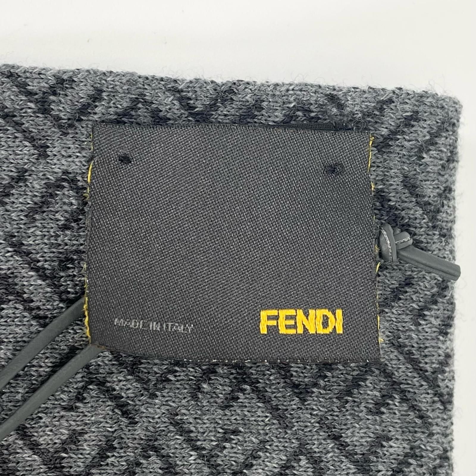 Fendi Wool Micro Zucca Pattern Scarf Gray — view 5