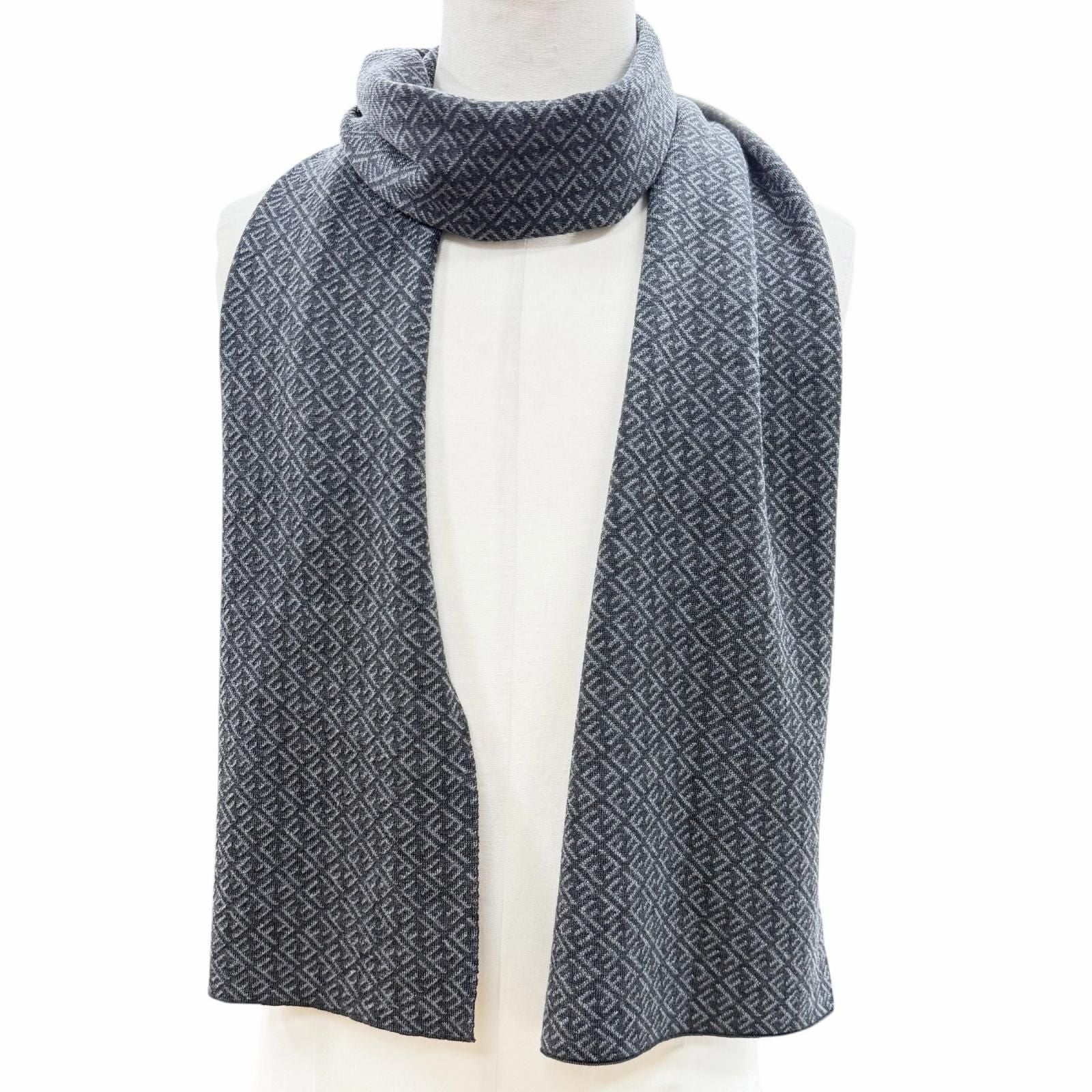 Fendi Wool Micro Zucca Pattern Scarf Gray — view 2