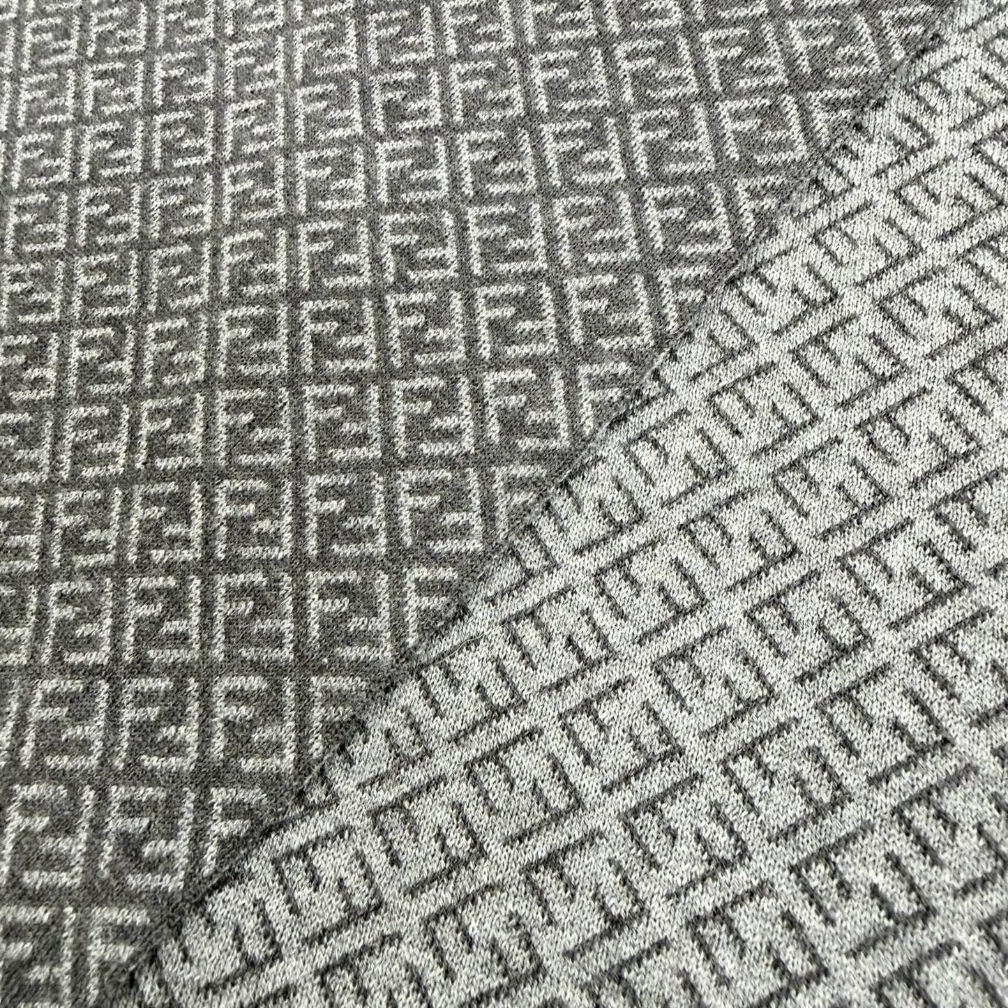 Fendi Wool Micro Zucca Pattern Scarf Gray — view 3