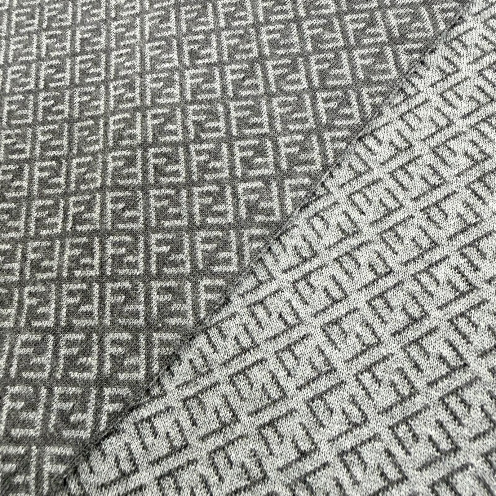 Fendi Wool Micro Zucca Pattern Scarf Gray — view 3