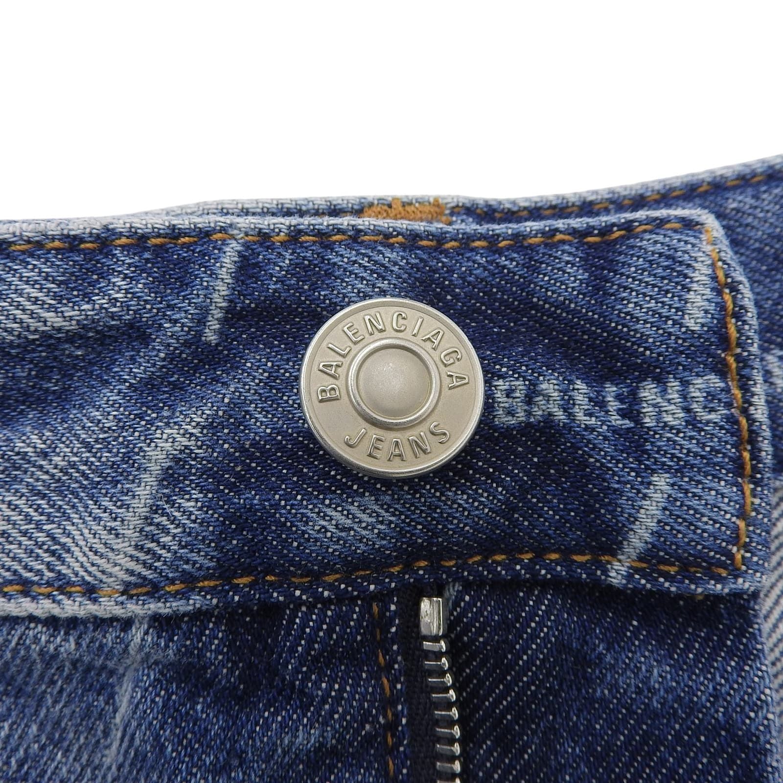 Balenciaga Cotton 100% Logo Buttoned All Over Pattern Denim Skirt Indigo 34 — view 4