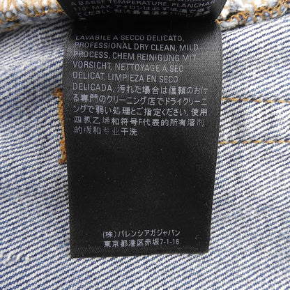 Balenciaga Cotton 100% Logo Buttoned All Over Pattern Denim Skirt Indigo 34 — view 8