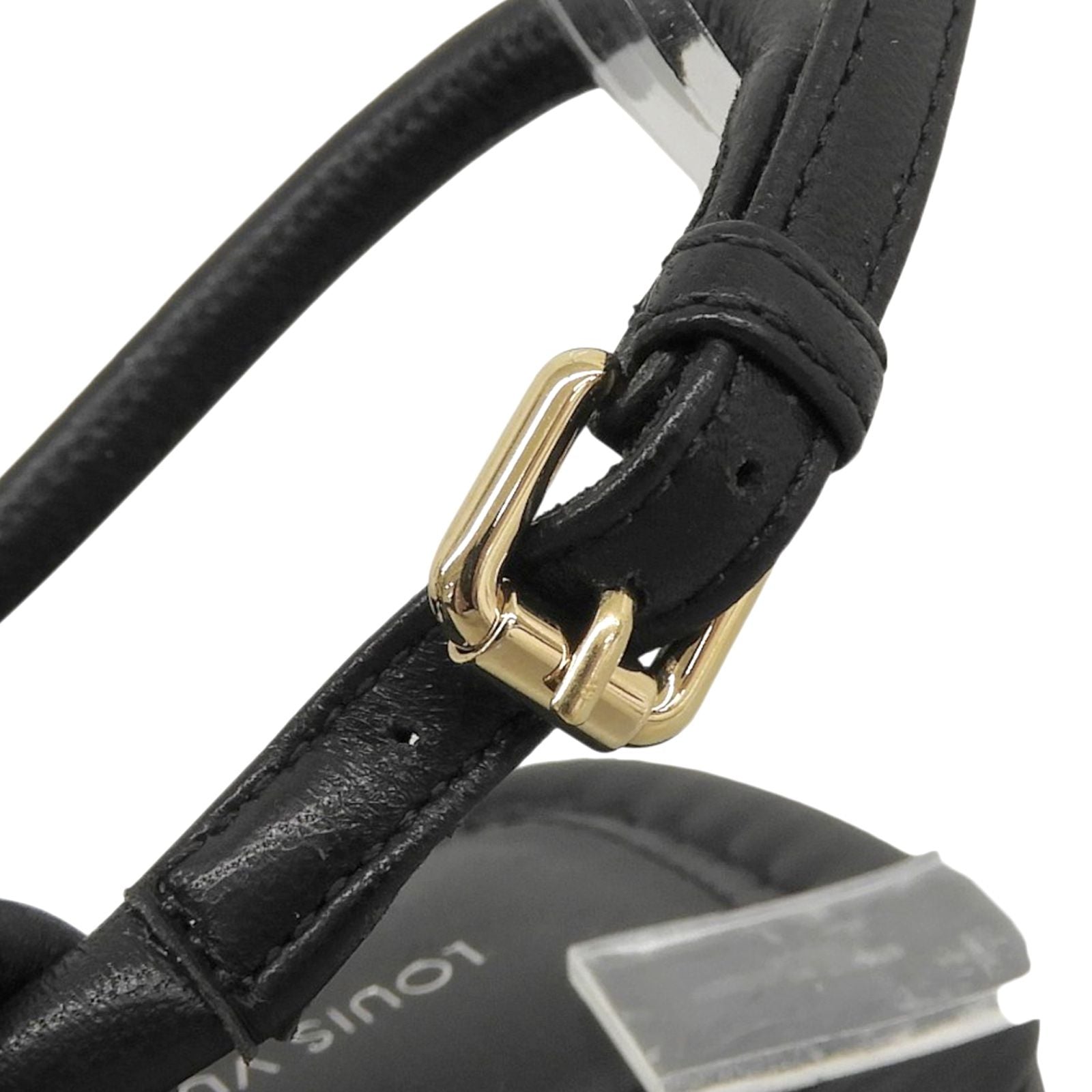 Louis Vuitton Square Toe Back Strap Flat Leather Sandals Black — view 5