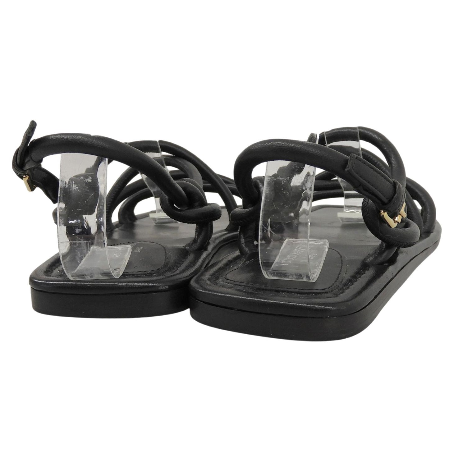 Louis Vuitton Square Toe Back Strap Flat Leather Sandals Black — view 4