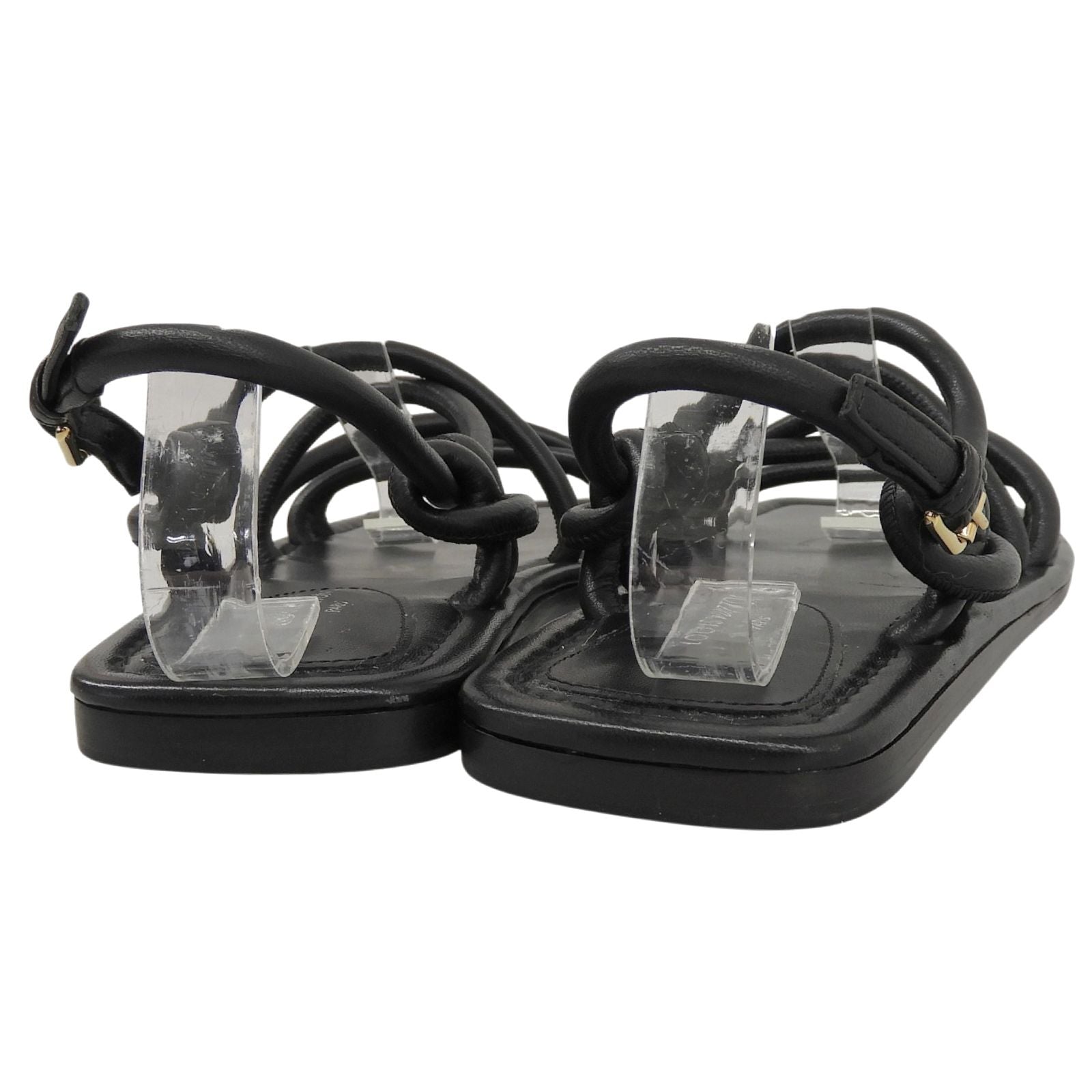 Louis Vuitton Square Toe Back Strap Flat Leather Sandals Black — view 4