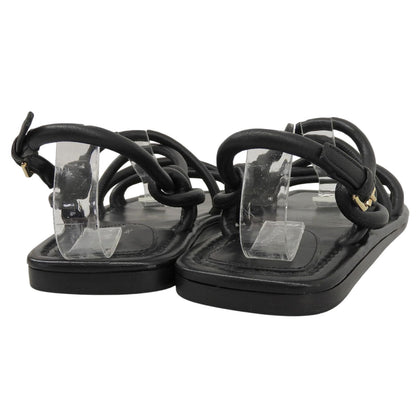 Louis Vuitton Square Toe Back Strap Flat Leather Sandals Black — view 4