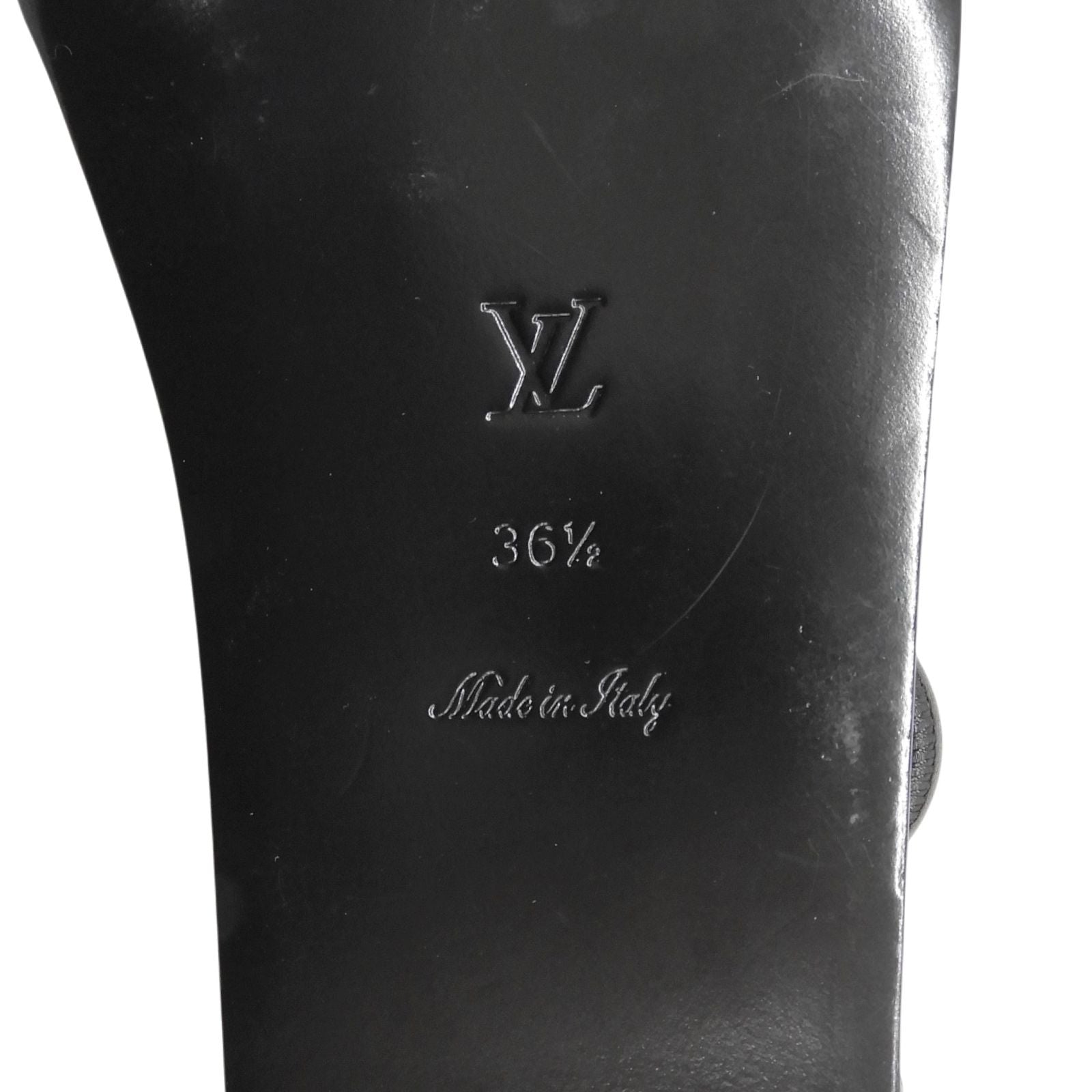 Louis Vuitton Square Toe Back Strap Flat Leather Sandals Black — view 8