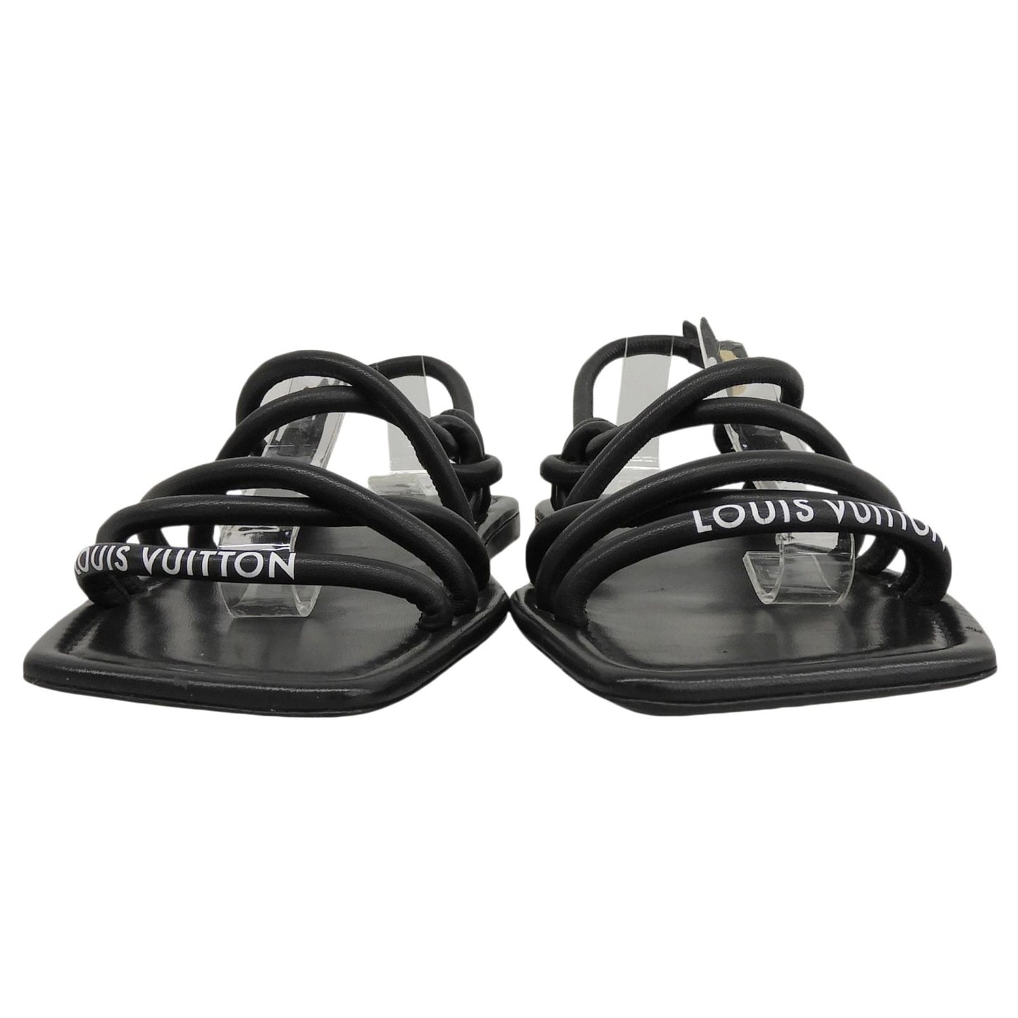 Louis Vuitton Square Toe Back Strap Flat Leather Sandals Black — view 3