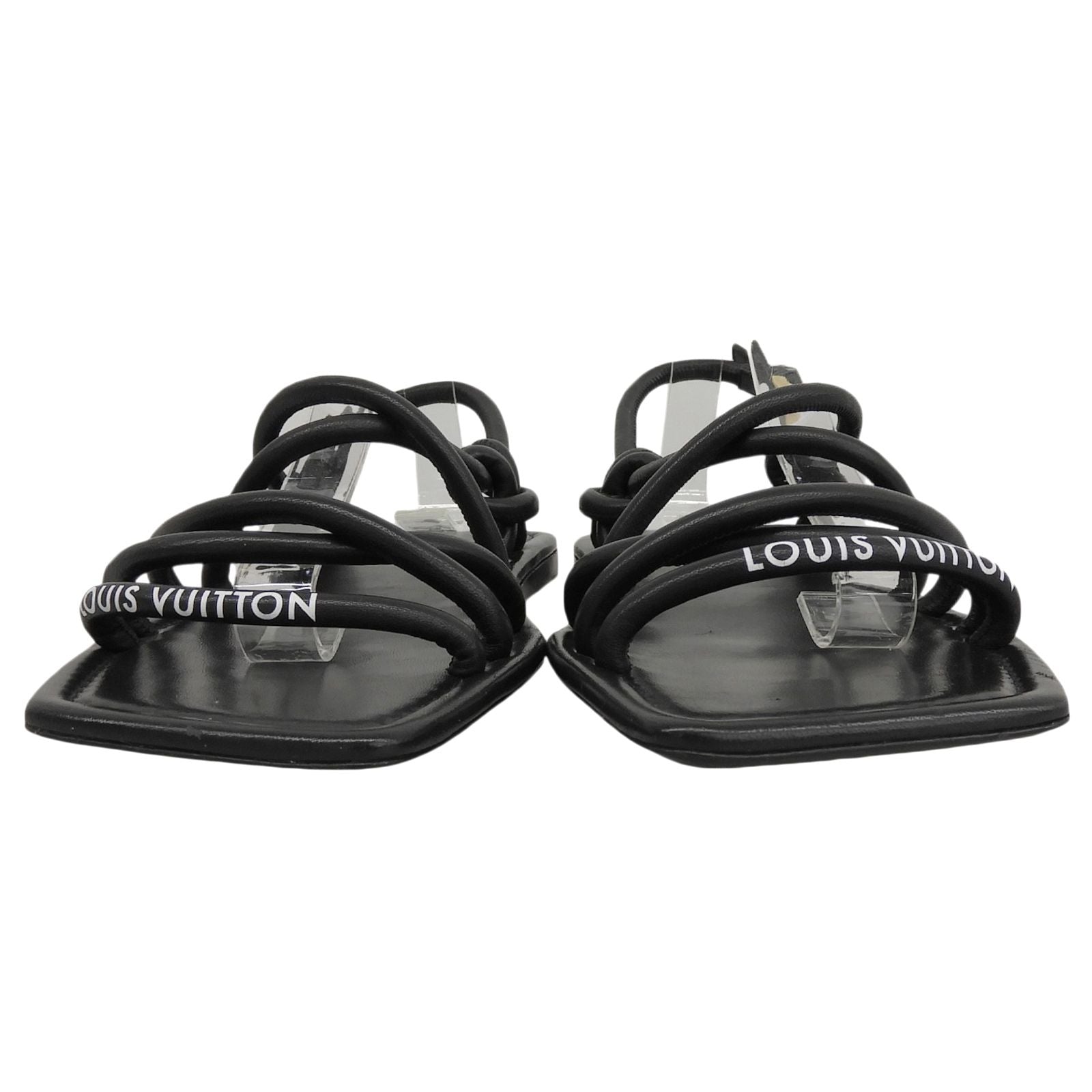 Louis Vuitton Square Toe Back Strap Flat Leather Sandals Black — view 3