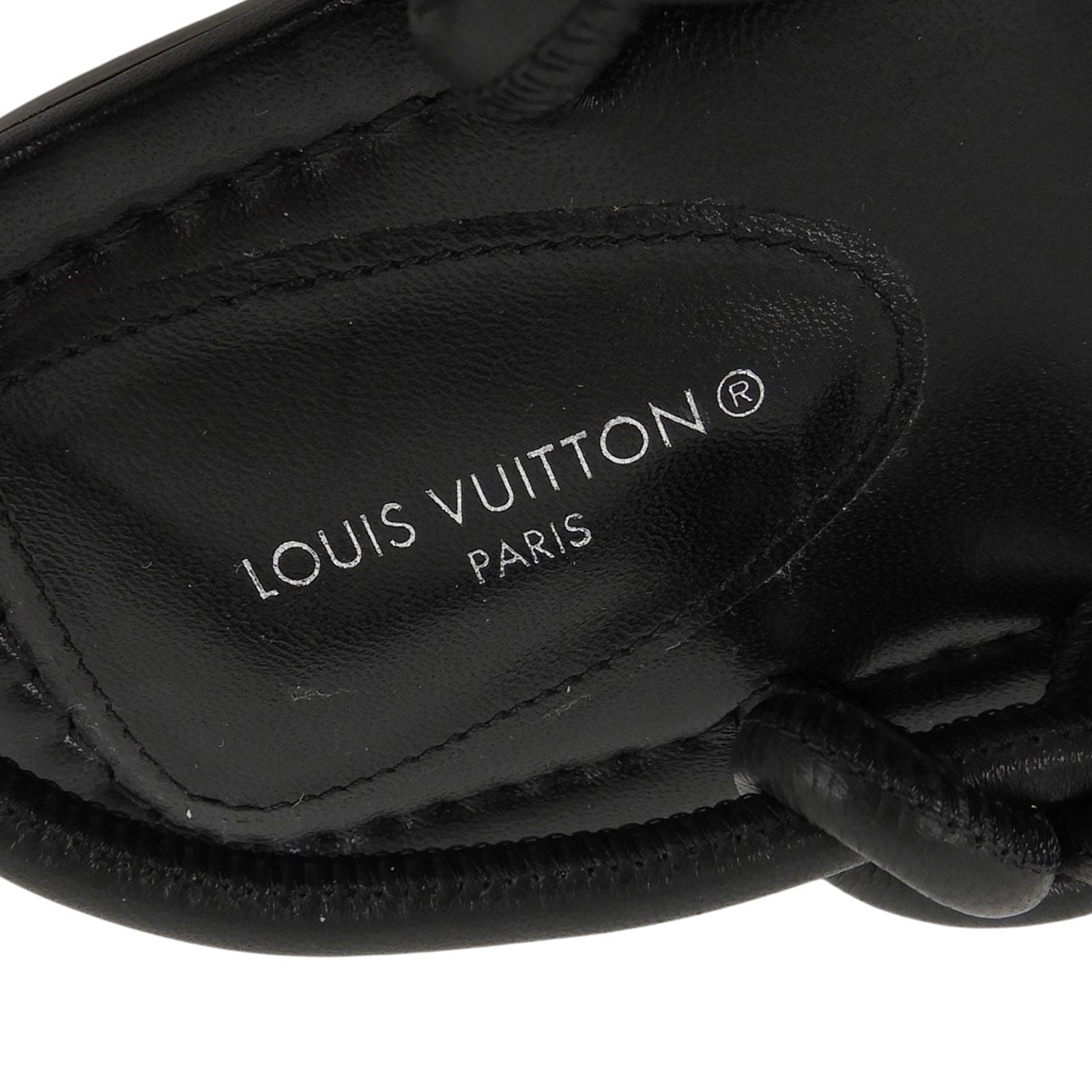 Louis Vuitton Square Toe Back Strap Flat Leather Sandals Black — view 9