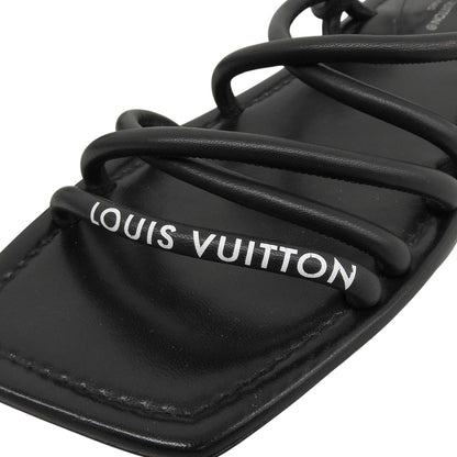 Louis Vuitton Square Toe Back Strap Flat Leather Sandals Black — view 6
