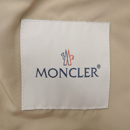 Moncler Lepris Logo Patch Hooded Drawstring Nylon Coat Beige — view 7