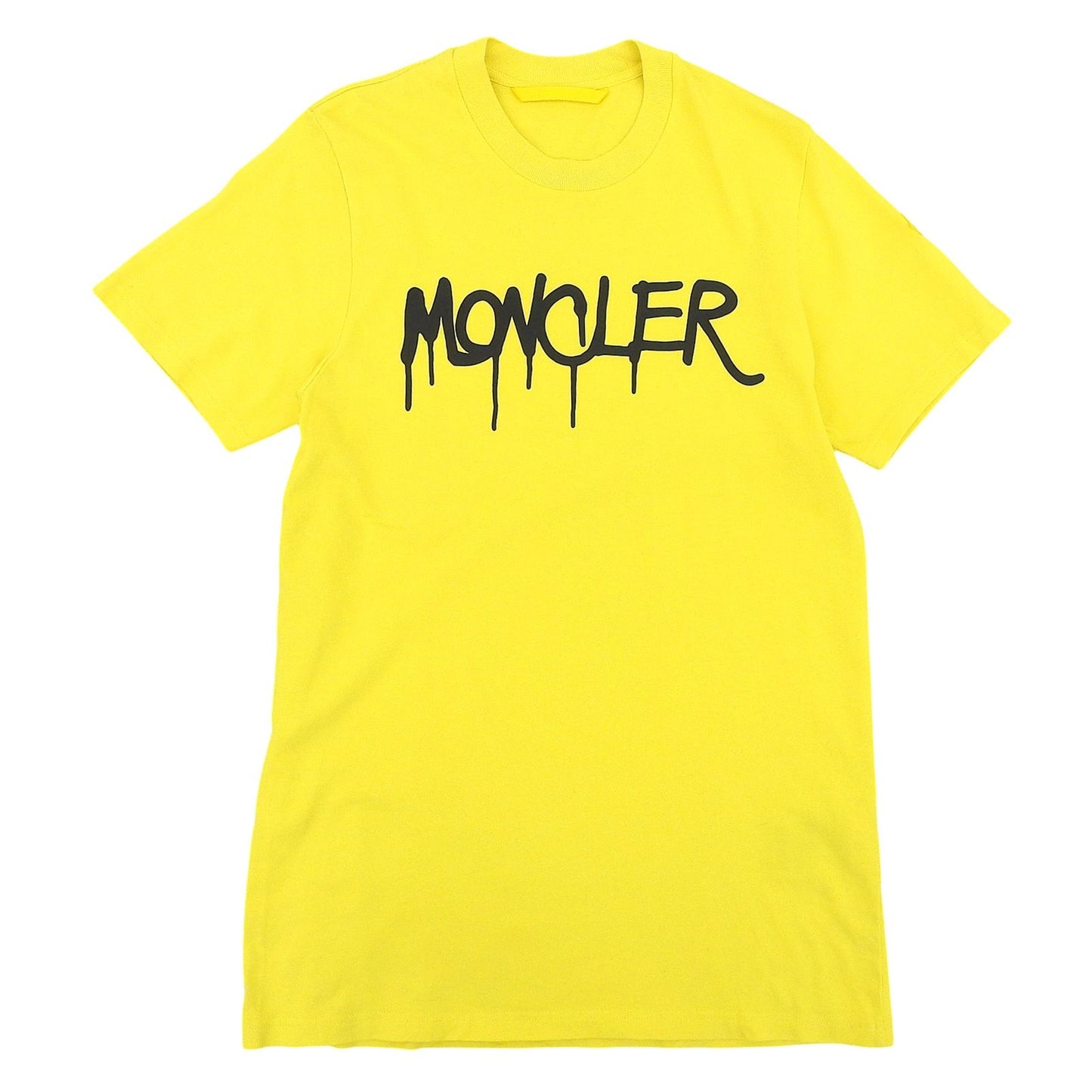 Moncler T Shirt SS Cotton 100% Logo Print Patch Short Sleeve T-Shirt Yellow