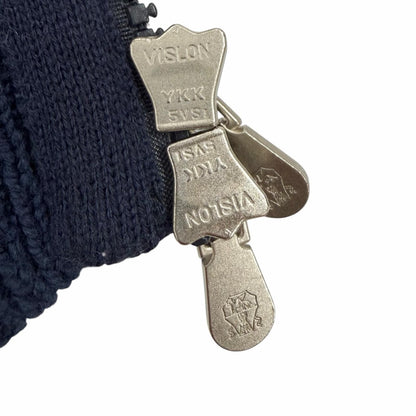 Brunello Cucinelli Cotton Stand Collar Double Zip Up Knit Jacket Navy 46 — view 7