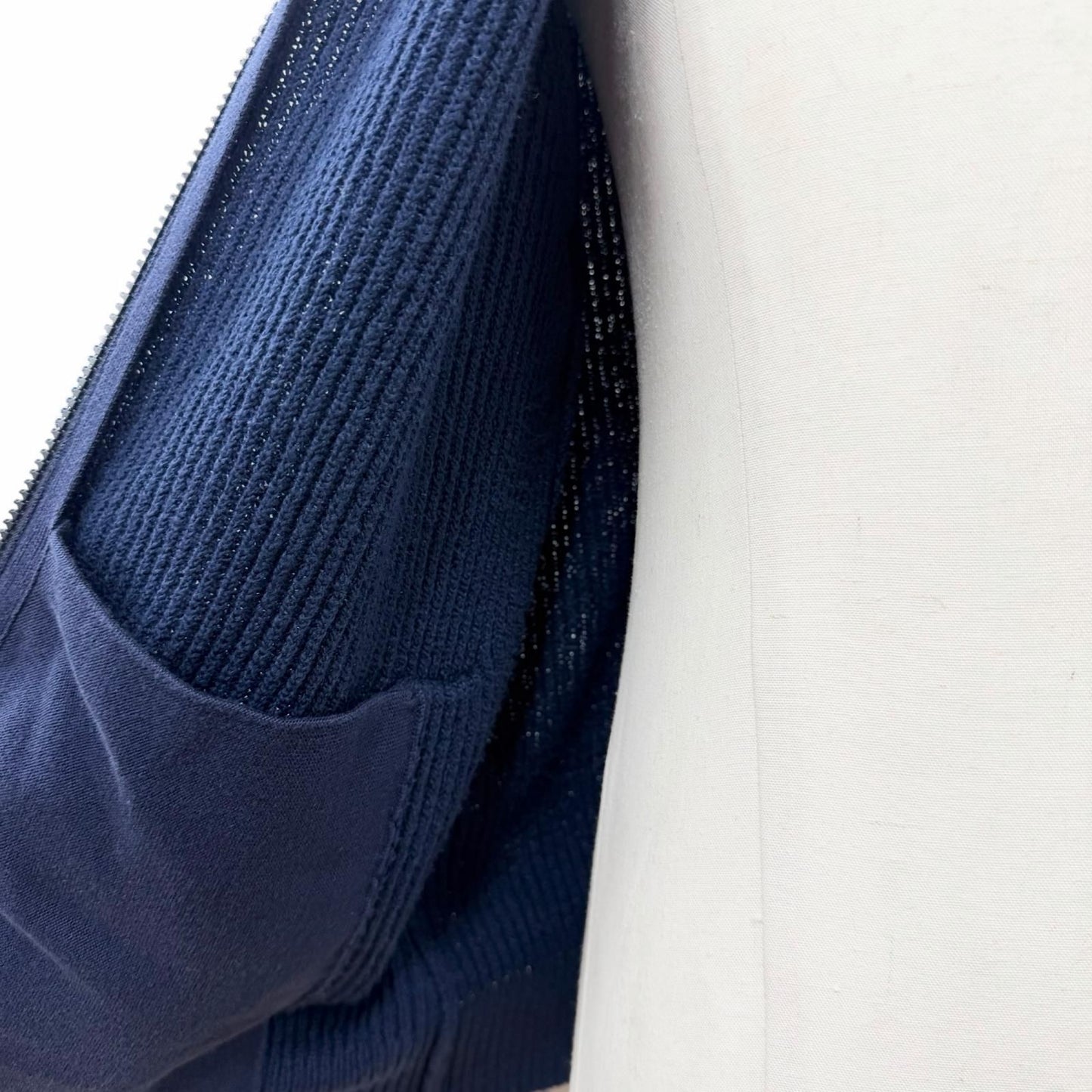 Brunello Cucinelli Cotton Stand Collar Double Zip Up Knit Jacket Navy 46 — view 5