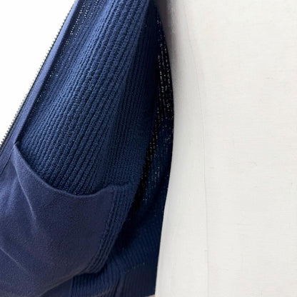 Brunello Cucinelli Cotton Stand Collar Double Zip Up Knit Jacket Navy 46 — view 5