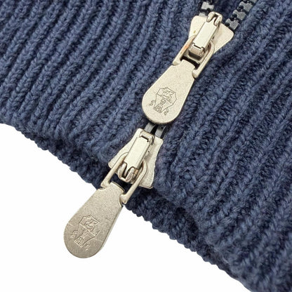 Brunello Cucinelli Cotton Stand Collar Double Zip Up Knit Jacket Navy 46 — view 6