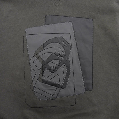 Hermes Etriers Decales Cotton 100% Leather Fleece Lining Hooded Hoodie Gray — view 4