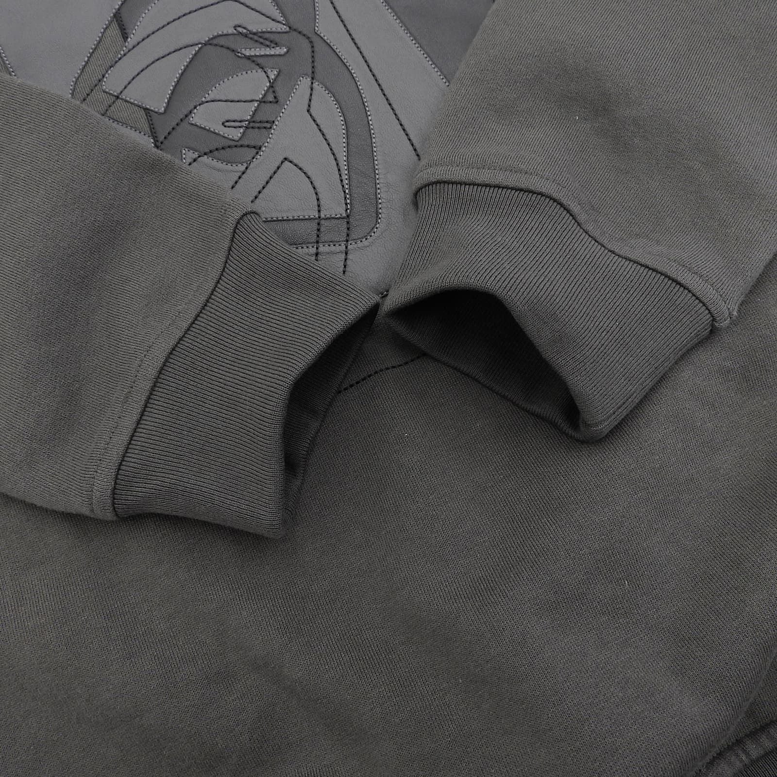 Hermes Etriers Decales Cotton 100% Leather Fleece Lining Hooded Hoodie Gray — view 5