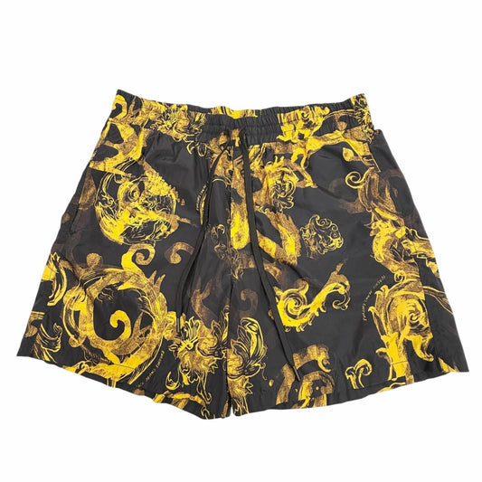 Versace Jeans Couture All Over Print Swimsuit Swim Pants Shorts Black Yellow 52
