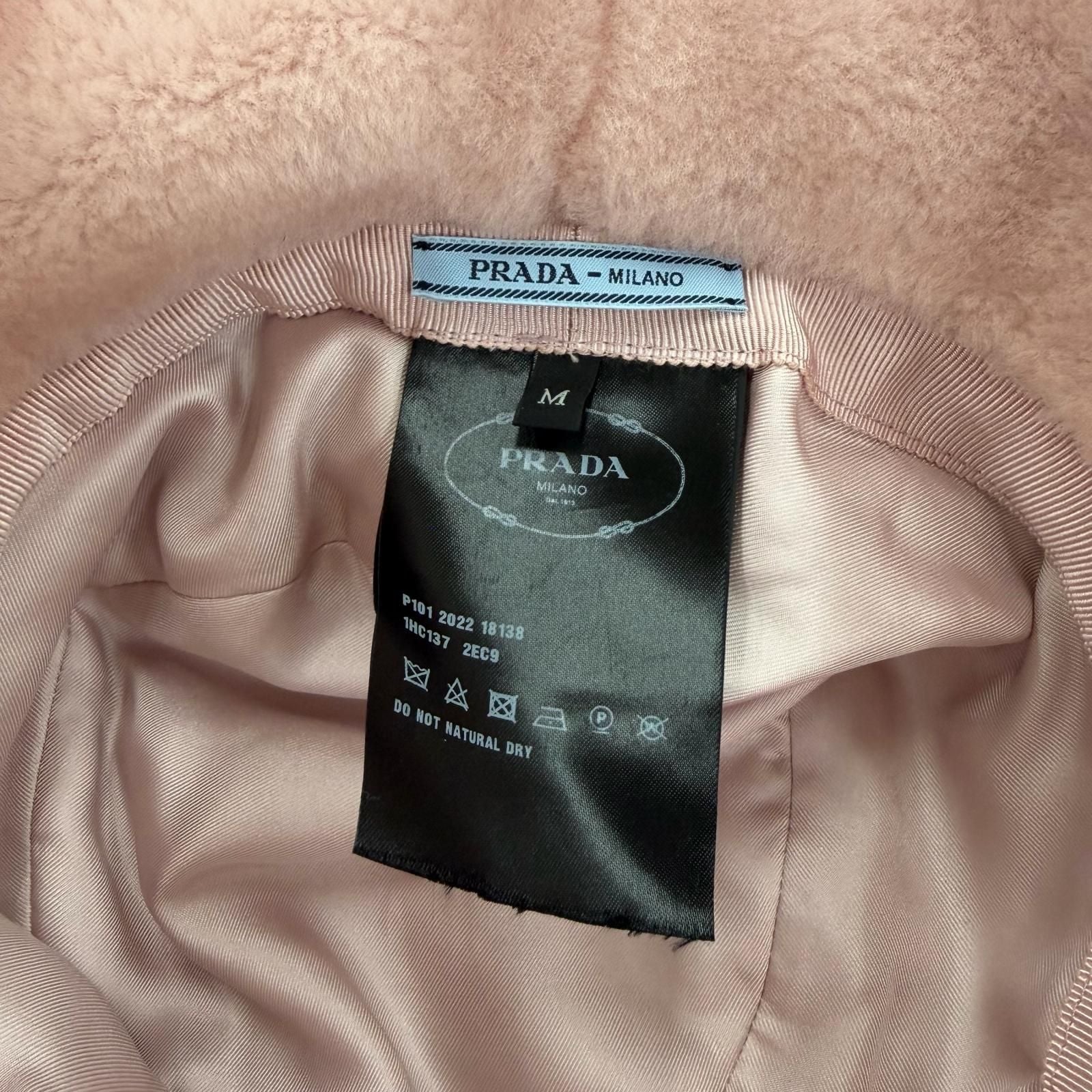 Prada Sheepskin Fur Bucket Hat Pink — view 8