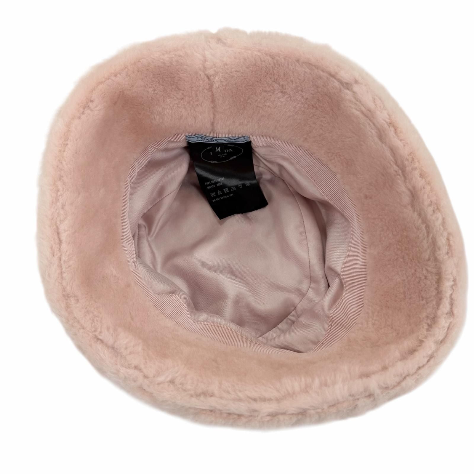 Prada Sheepskin Fur Bucket Hat Pink — view 6
