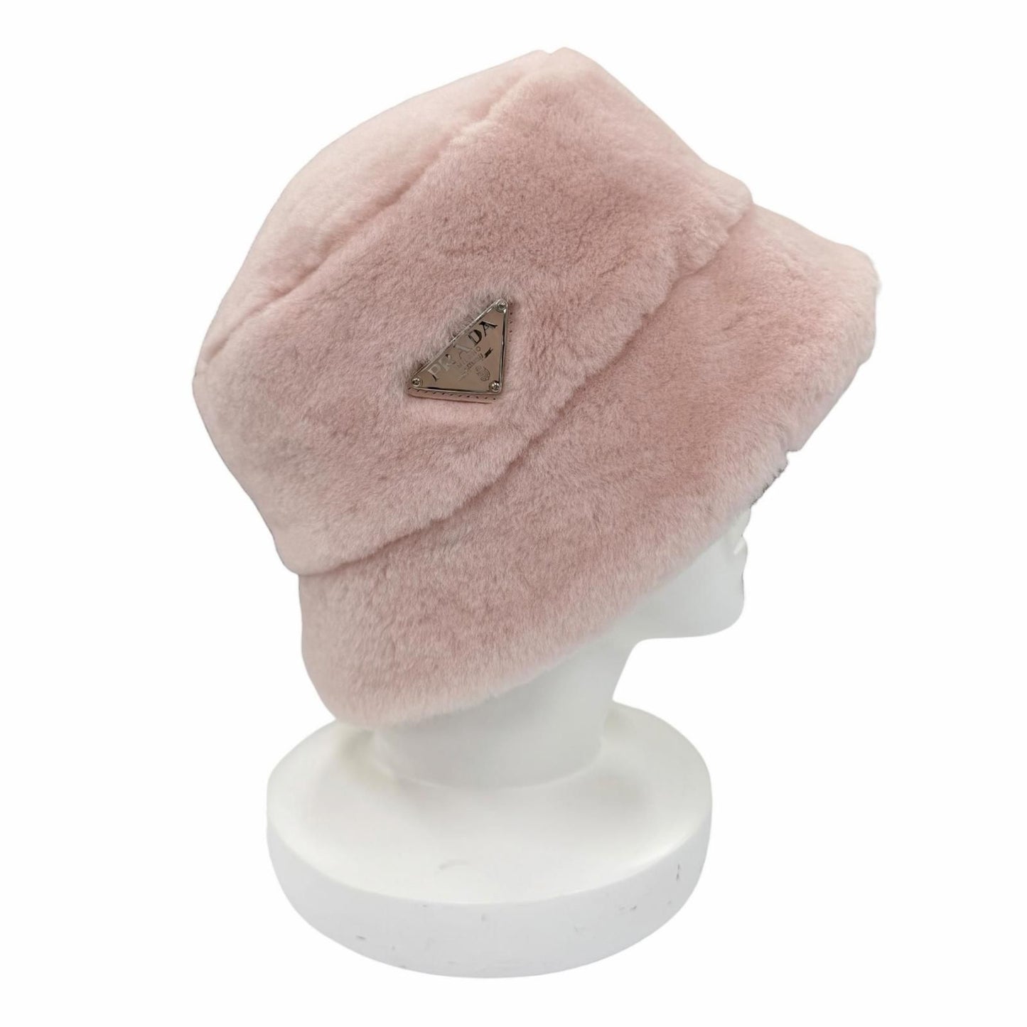 Prada Sheepskin Fur Bucket Hat Pink — view 5