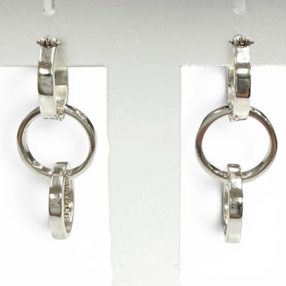 Tiffany & Co Vintage 925 Parma Picasso Triple Hoop Interlocking Earrings Silver