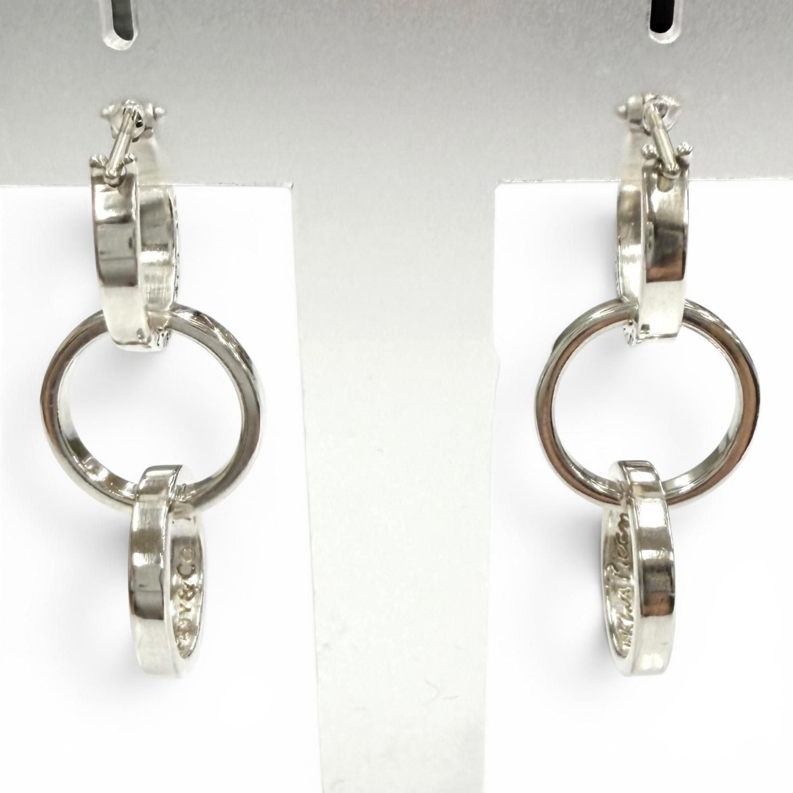 Tiffany & Co Vintage 925 Parma Picasso Triple Hoop Interlocking Earrings Silver — view 3