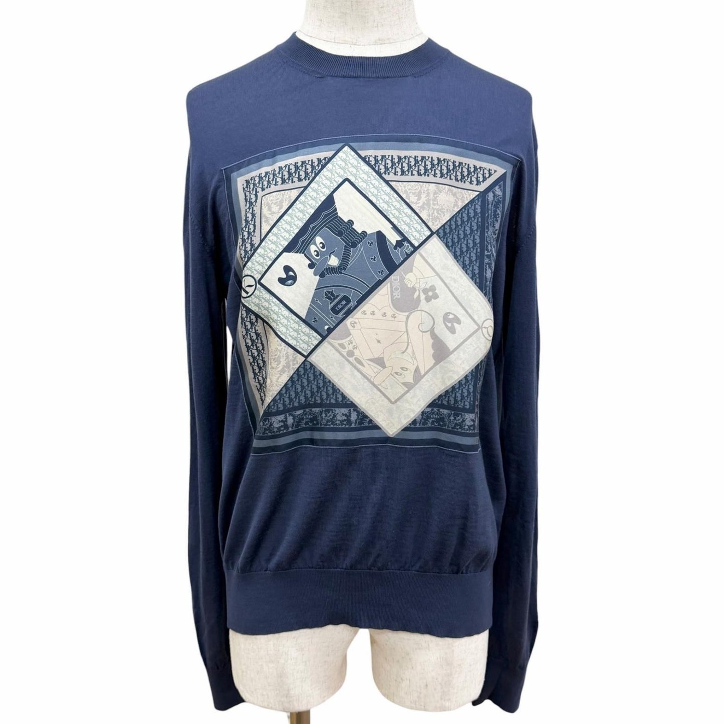 Dior Homme Kenny Shaft Trump Motif Part Silk 100% Lightweight Long Sleeve Knit