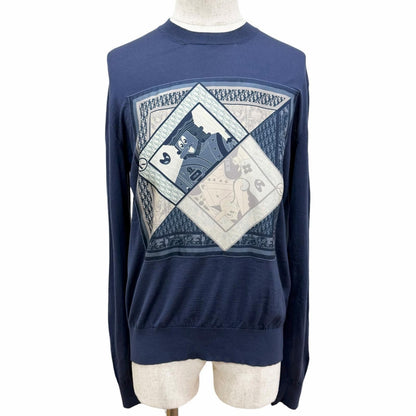 Dior Homme Kenny Shaft Trump Motif Part Silk 100% Lightweight Long Sleeve Knit
