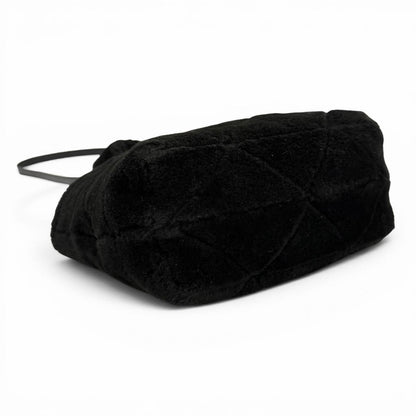 Prada Triangle Logo 2-Way Shearling Fur Shoulder Bag Black — view 4